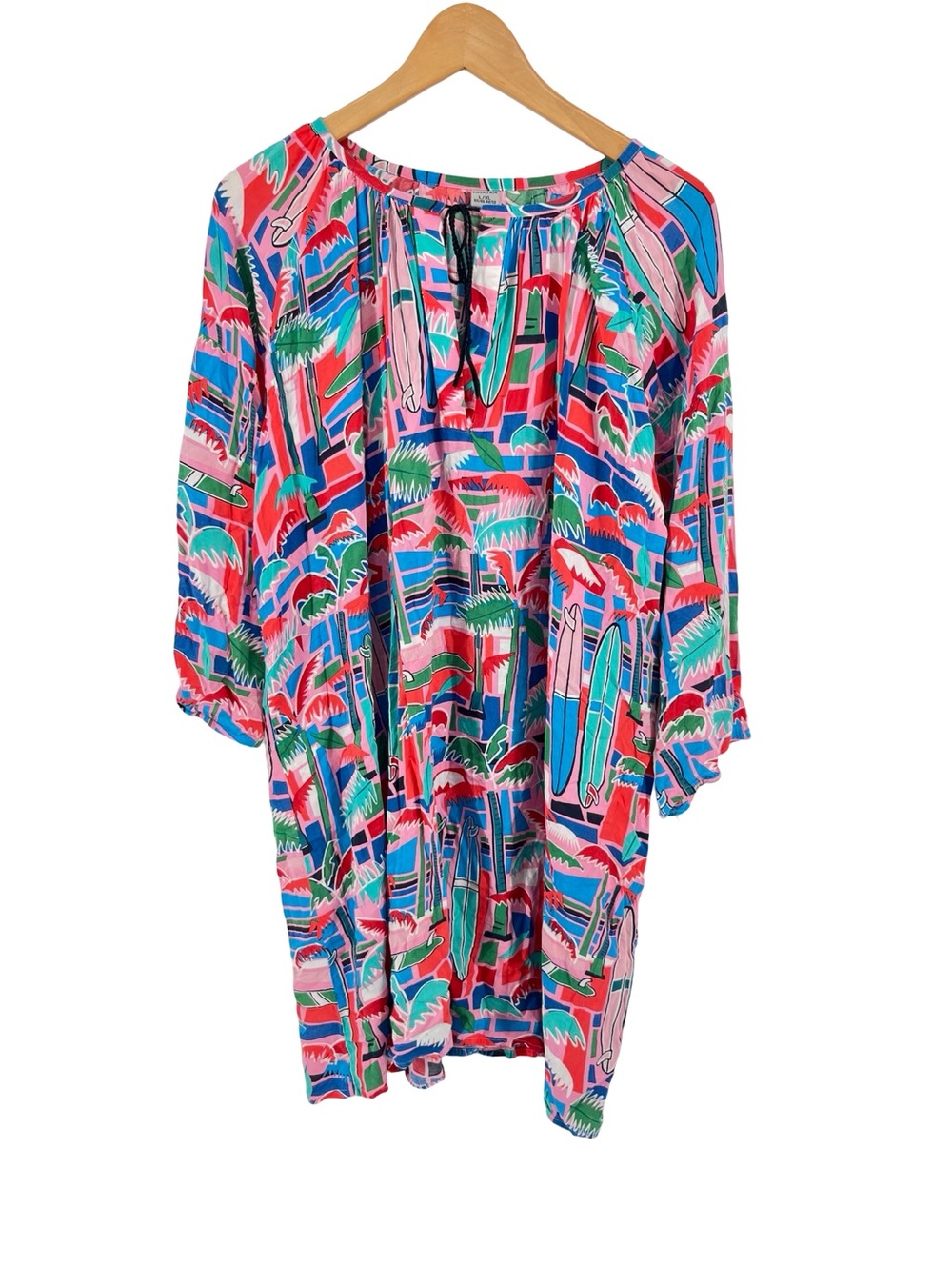 Rosa Faia Papanui Tropical Surfboard Print Viscose Cover Up Tunic Dress L XL - Picture 3 of 9